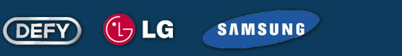 Hoffmans General Dealers supplies Defy, LG and Samsung household applianes that have been accidentally soiled LG logo, Samsung Logo, Defy Logo